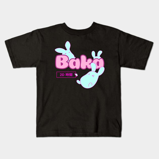 Anime Design Baka Rabbit 2D World Kids T-Shirt by Designs by Romeo